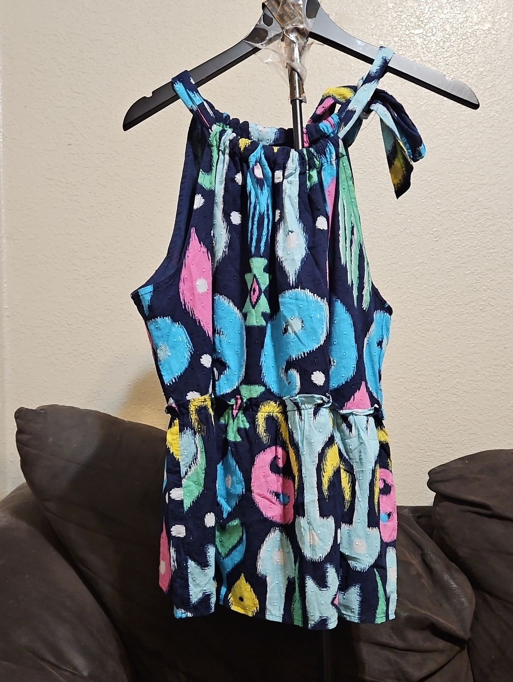 crown & ivy Navy Abstract Multi-Color Halter Blouse